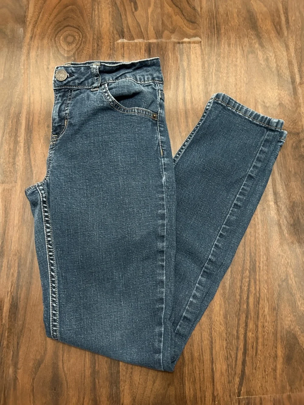 Justice Girls Dark Wash Mid Rise Super Skinny Jeans